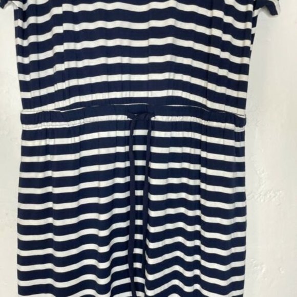 Soma WKND women's large navy blue white striped shirt sleeve maxi dress - Picture 2 of 6